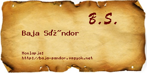 Baja Sándor névjegykártya